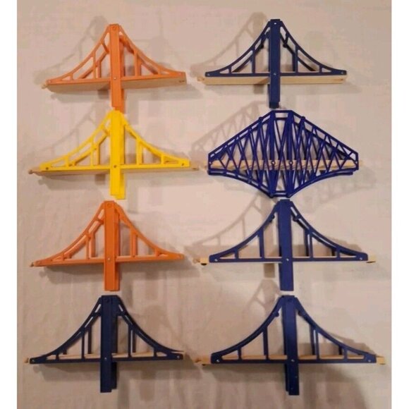 Unbranded Other - 8 Thomas Compatible Wooden Railroad Train Bridge Lot Suspension W 13 Blocks READ